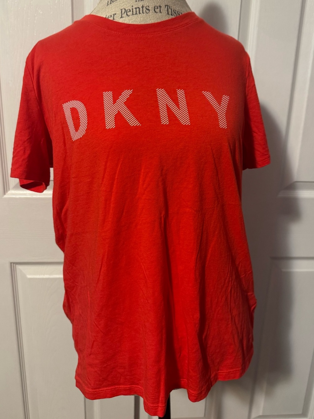 DKNY Medium Cotton Red Short-Sleeve Logo Tee
